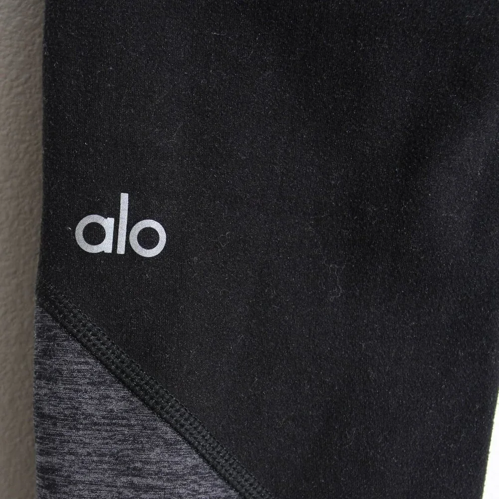 ALO Yoga 7/8 High-Waist AloSoft Sheila Legging Black Gray High Rise Stripe Sz XS